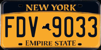 NY license plate FDV9033