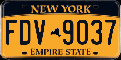 NY license plate FDV9037
