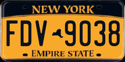 NY license plate FDV9038