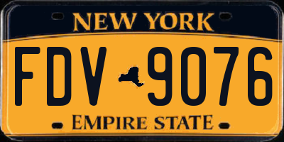 NY license plate FDV9076