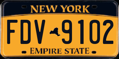 NY license plate FDV9102