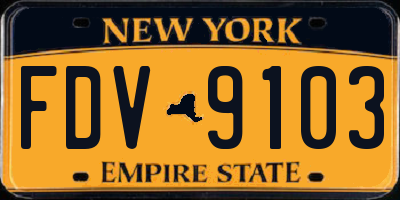 NY license plate FDV9103