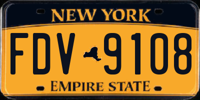 NY license plate FDV9108