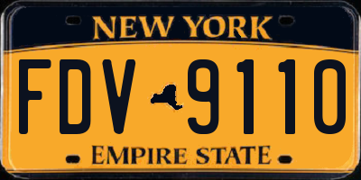 NY license plate FDV9110