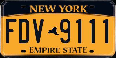 NY license plate FDV9111