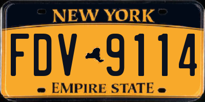 NY license plate FDV9114