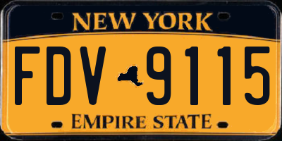 NY license plate FDV9115