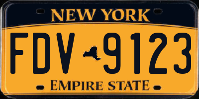 NY license plate FDV9123