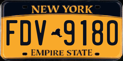 NY license plate FDV9180