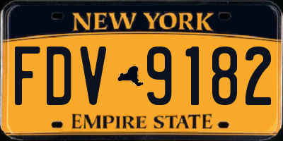 NY license plate FDV9182