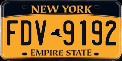 NY license plate FDV9192