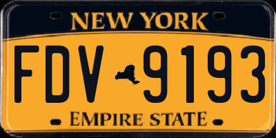 NY license plate FDV9193