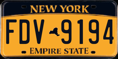 NY license plate FDV9194