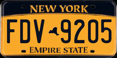 NY license plate FDV9205