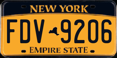 NY license plate FDV9206