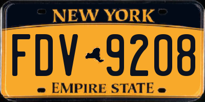 NY license plate FDV9208