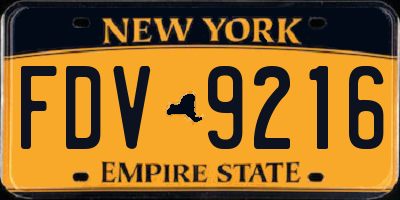 NY license plate FDV9216