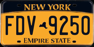 NY license plate FDV9250