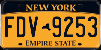 NY license plate FDV9253