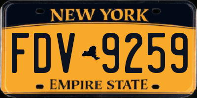 NY license plate FDV9259