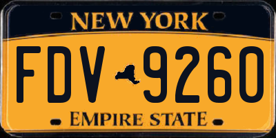 NY license plate FDV9260