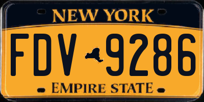 NY license plate FDV9286