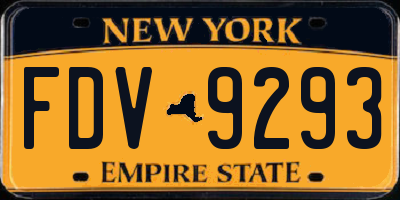 NY license plate FDV9293