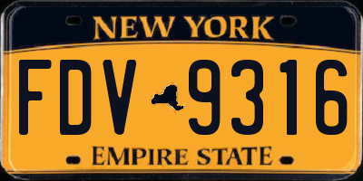 NY license plate FDV9316
