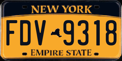 NY license plate FDV9318