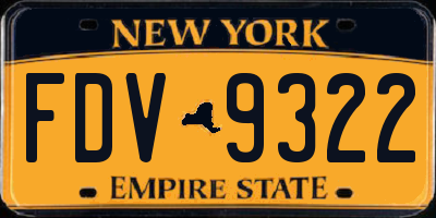 NY license plate FDV9322