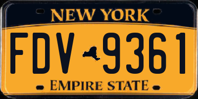 NY license plate FDV9361