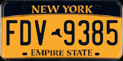 NY license plate FDV9385