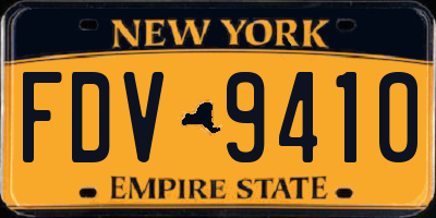 NY license plate FDV9410
