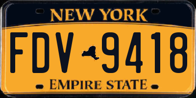NY license plate FDV9418