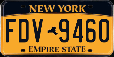NY license plate FDV9460