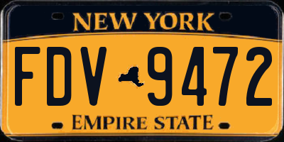 NY license plate FDV9472