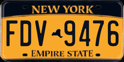 NY license plate FDV9476