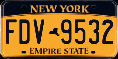 NY license plate FDV9532