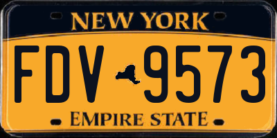 NY license plate FDV9573