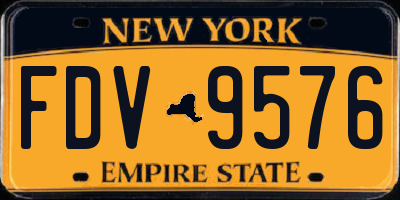 NY license plate FDV9576