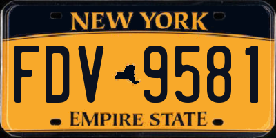 NY license plate FDV9581