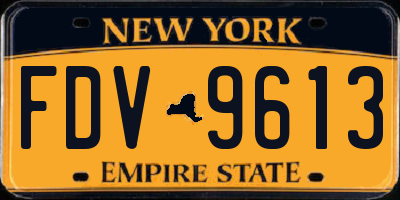 NY license plate FDV9613