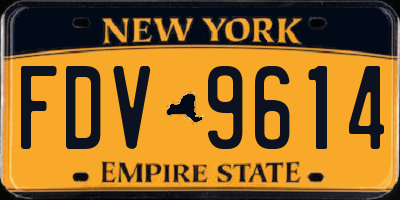 NY license plate FDV9614