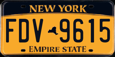 NY license plate FDV9615
