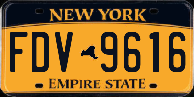 NY license plate FDV9616