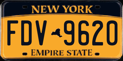 NY license plate FDV9620