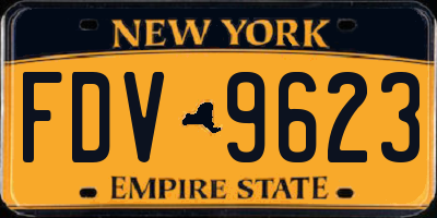 NY license plate FDV9623