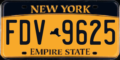 NY license plate FDV9625