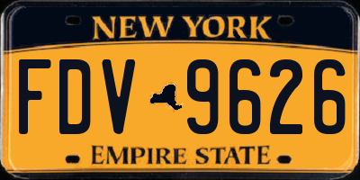 NY license plate FDV9626