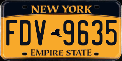 NY license plate FDV9635